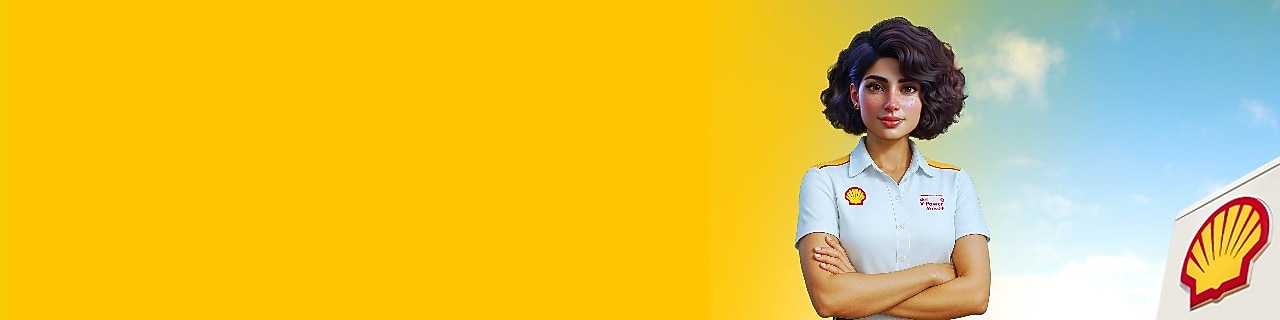 MiShell, Shell’s virtual assistant, making the number one gesture.