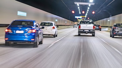 Cars driving along a highway