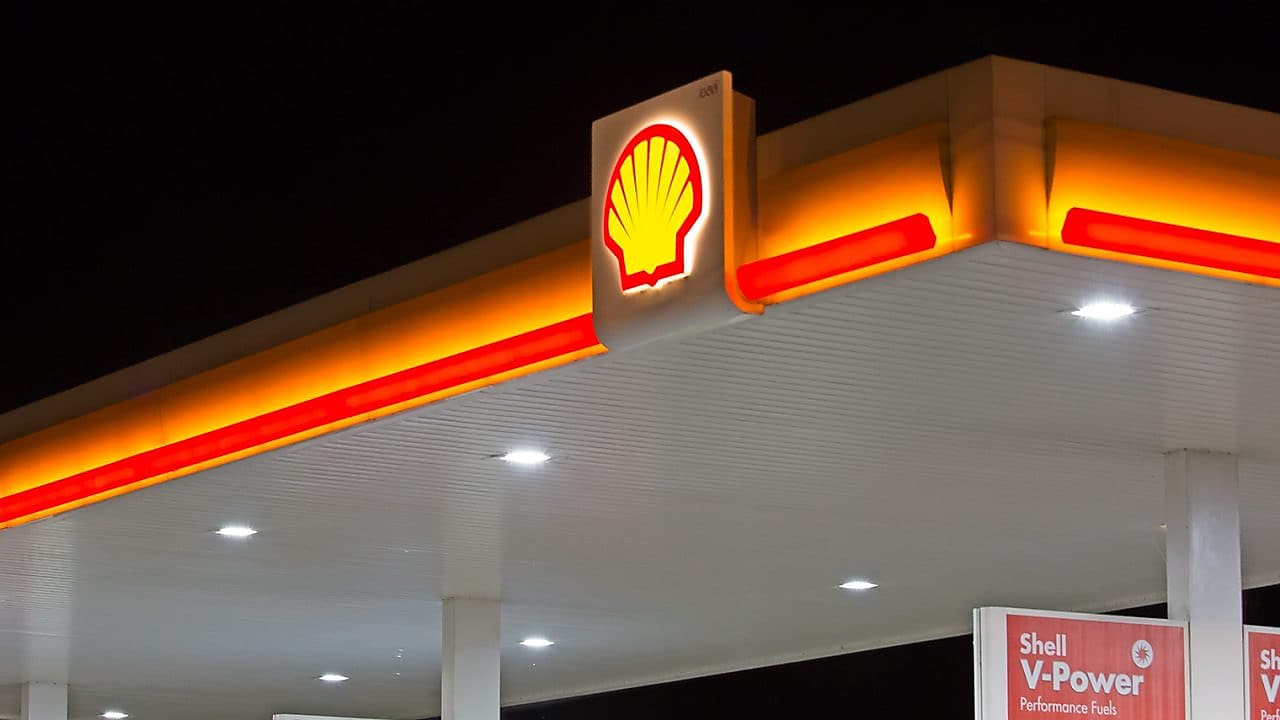 Shell forecourt pecten night