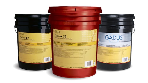 Envases de lubricantes industriales Shell"